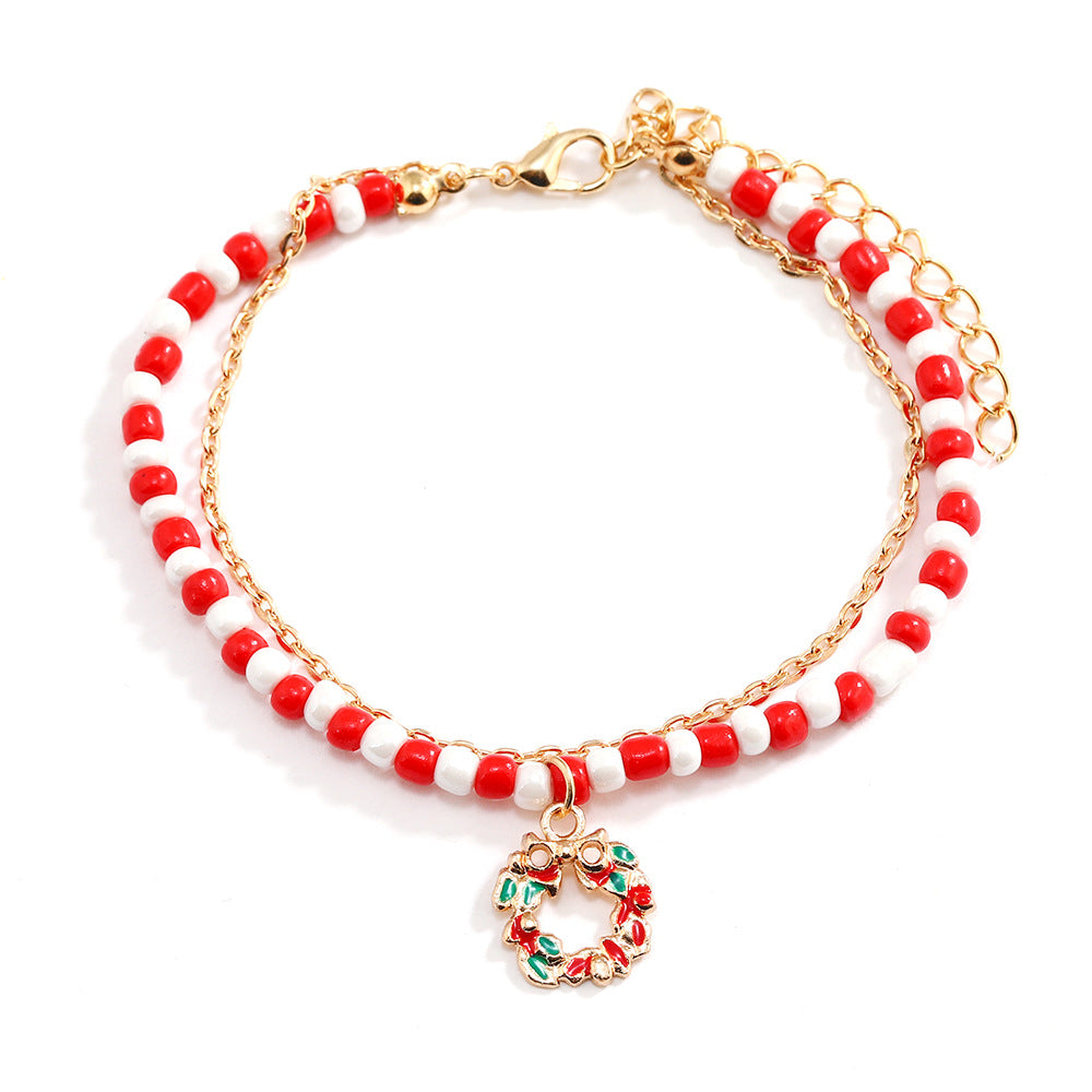 Wholesale Christmas Santa Claus Snowman Socks Cane Bracelet ACC-BT-DingZhou001