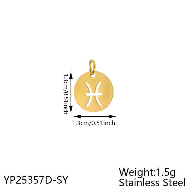 Wholesale Stainless steel 12 constellation hollow round card pendant