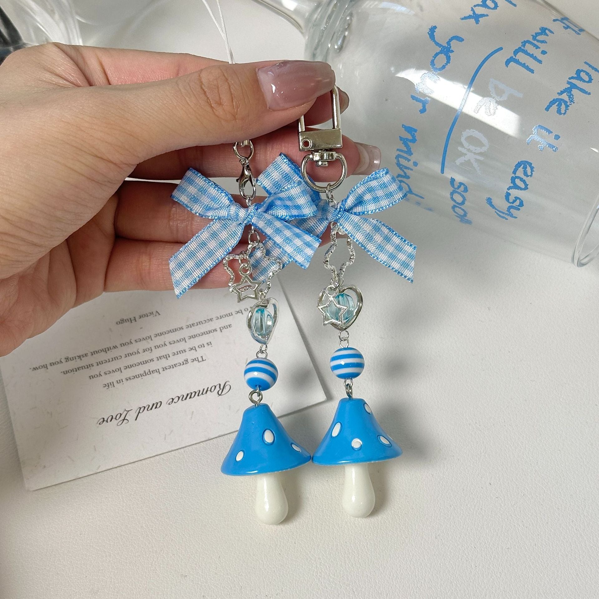 Wholesale  Plastic Blue Bow Keychains