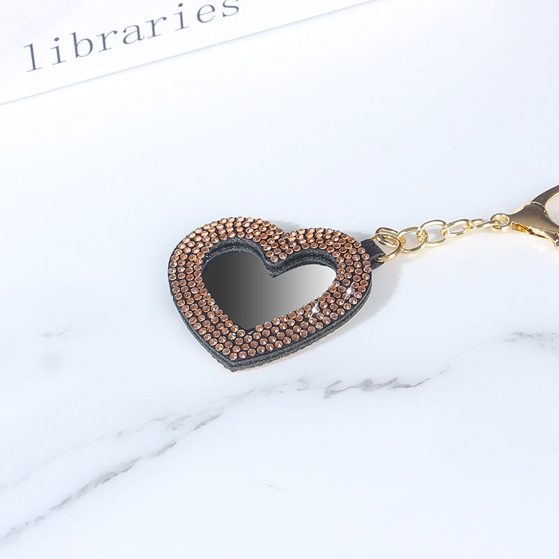 Wholesale Cute Diamond Small Heart Mirror Keychains ACC-KC-RuiJie004