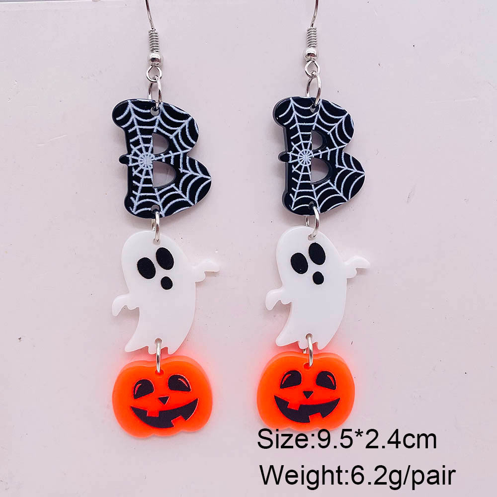 Wholesale Halloween jewelry candy basket Denim ghost face acrylic earrings