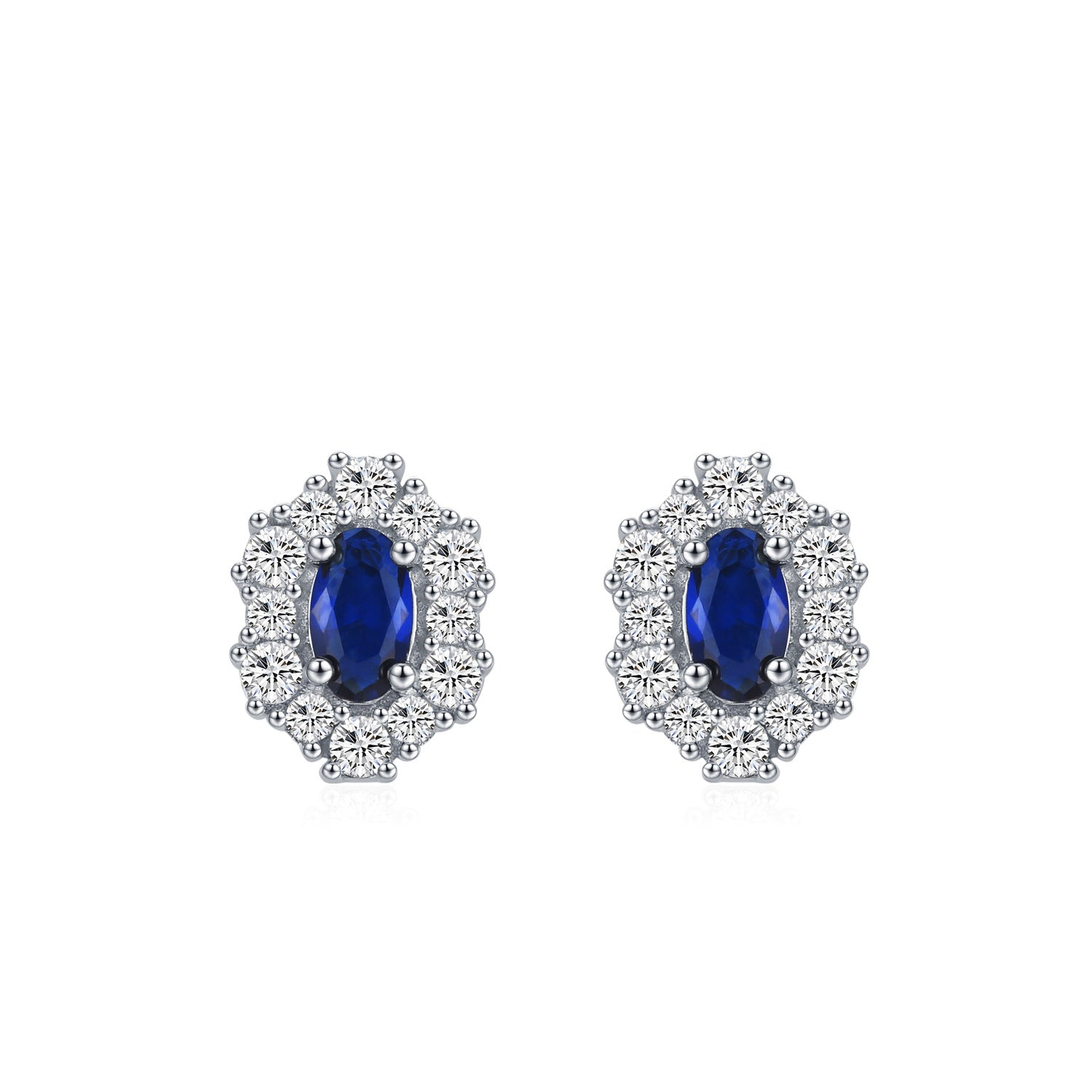 Wholesale S925 Sterling Silver Vintage Geometric Sapphire Zircon Earrings
