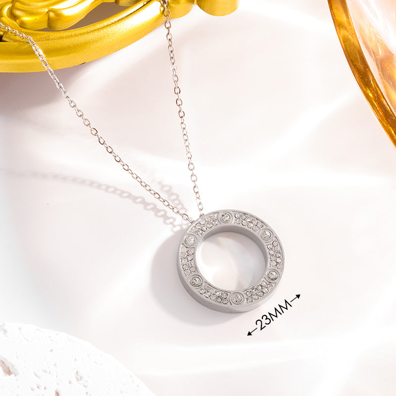 Wholesale Kajia Pancake Gumpsial Star Diamond-encrusted Six-diamond Necklace 18K Ring Necklace Couple Titanium Steel Clavicle Chain All-match Pendant