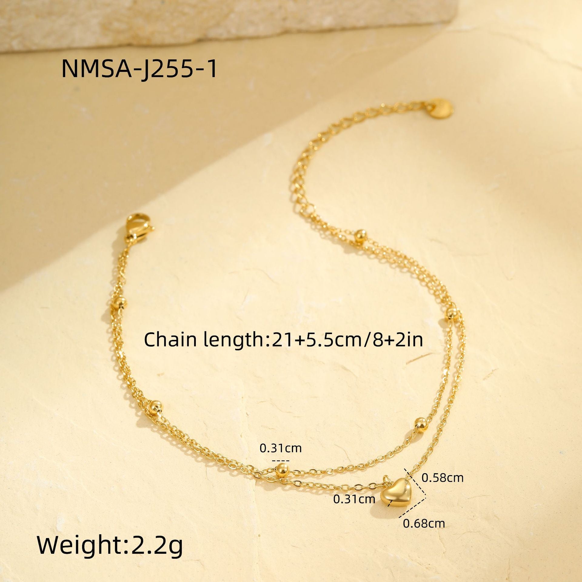 Wholesale  Multi-layer Love Stainless Steel  Anklets