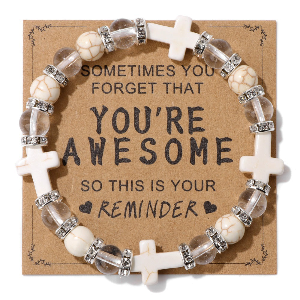 Wholesale Turquoise Cross Diamond Natural Stone Crystal Bracelets ACC-BT-GEB009