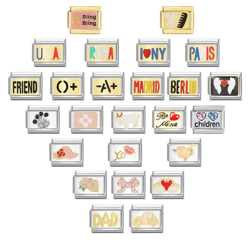 Wholesale Italian Modular Bracelet 9mm DIY Splicing Removable Titanium Steel Combinable Bracelet