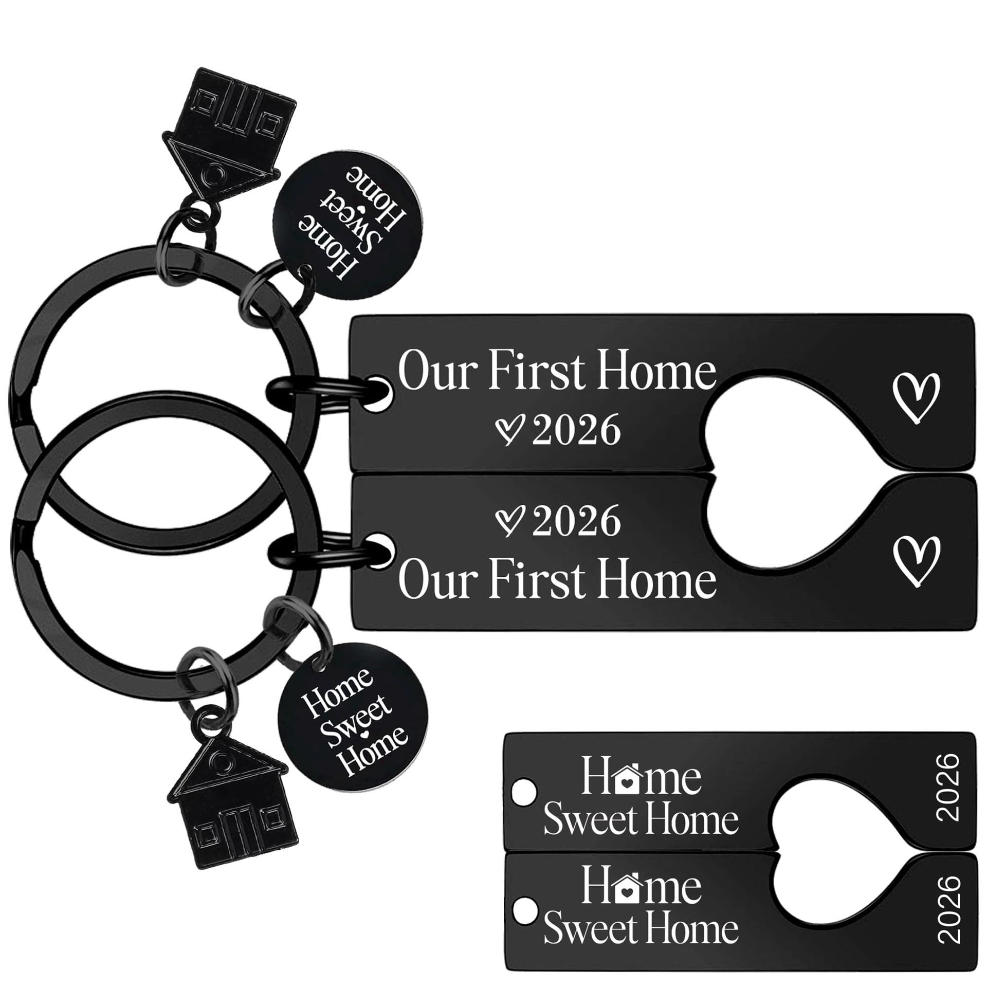 Wholesale Stainless Steel Our First Home Engraved Keychain Modern Minimalist Housewarming Gift Pendant For New Home Everyday Use Boutique Resale Accessory