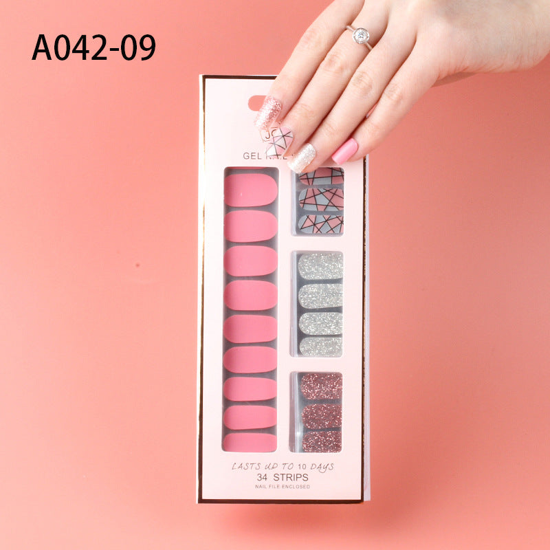 Wholesale Plastic Nail Stickers, Waterproof, Baking Free, Solid Color Nail Stickers, 34 Stickers Without Curling Edges ACC-NS-XKQ007