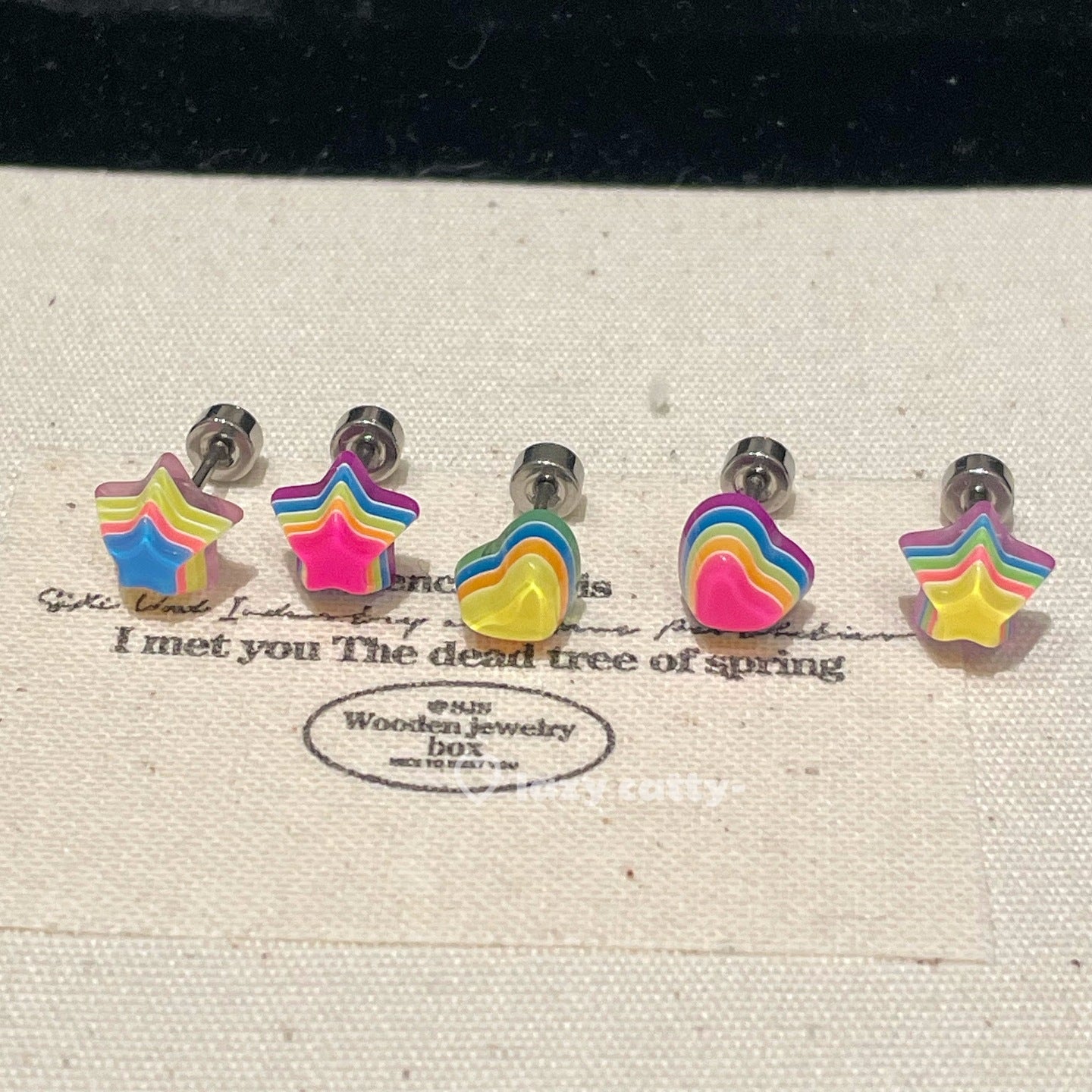 Wholesale Titanium Steel Dopamine Candy Star Heart Earrings