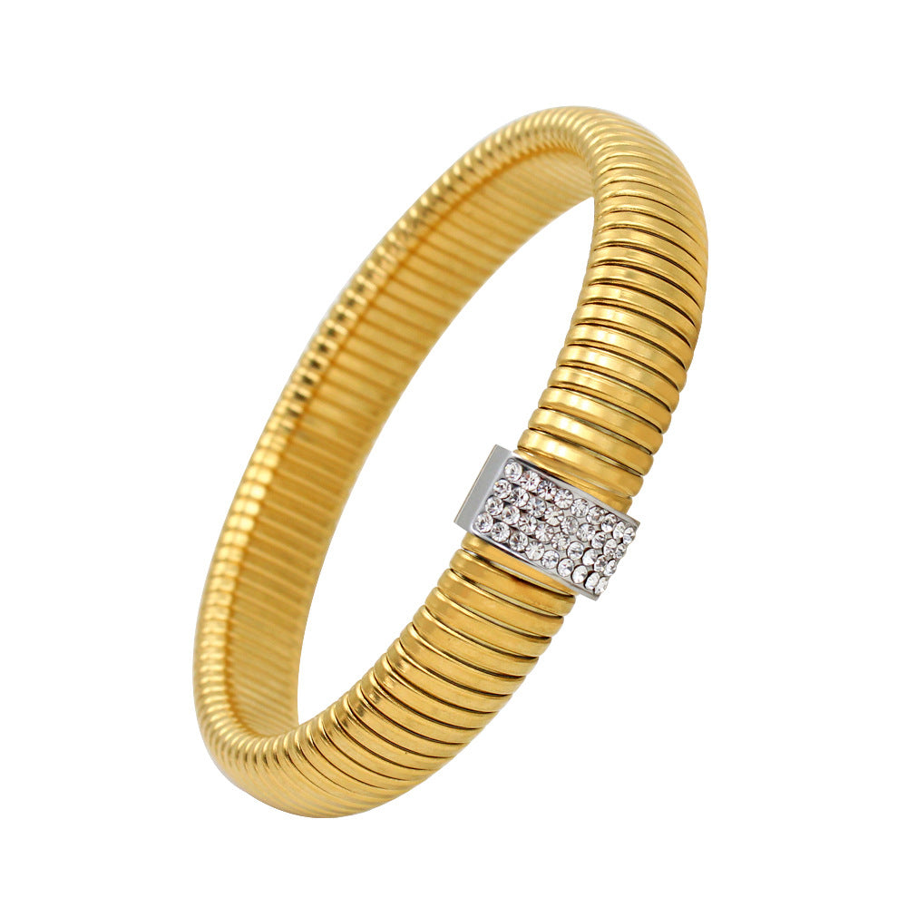 Wholesale Stainless Steel Bracelets Threaded Snake Chain Zirconia Jewelry Set Necklace Bracelet Earrings ACC-BT-Yueshi005