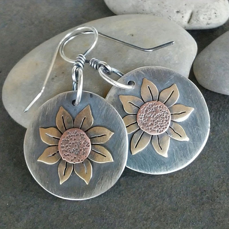 Wholesale Vintage Sunflower Hoop Earrings