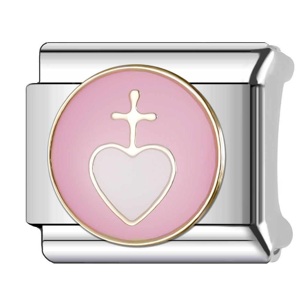 Wholesale Italian Charm Bracelet 9mm DIY Splicing Stainless Steel Wedding Couple Anniversary Cartoon Composable Bracelet