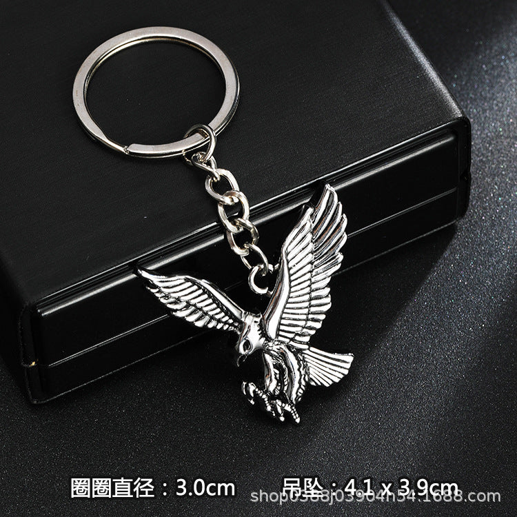 Wholesale Stainless steel spike cross eagle keychain  metal pendant