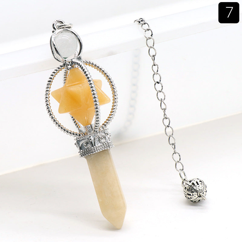 Wholesale Natural White Powder Amethyst Hexagonal Column Crystal Pendant ACC-PT-KeSuo0011