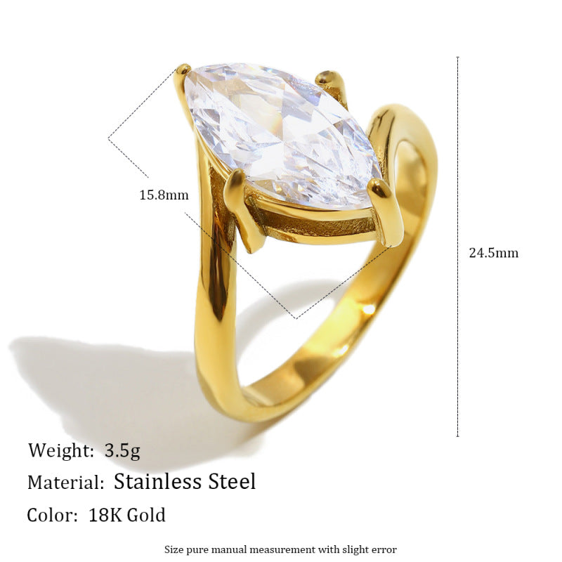 Wholesale Teardrop Marquise Ring,  Stainless Steel Gold Plated Fashion Accessory for Boutique Resale