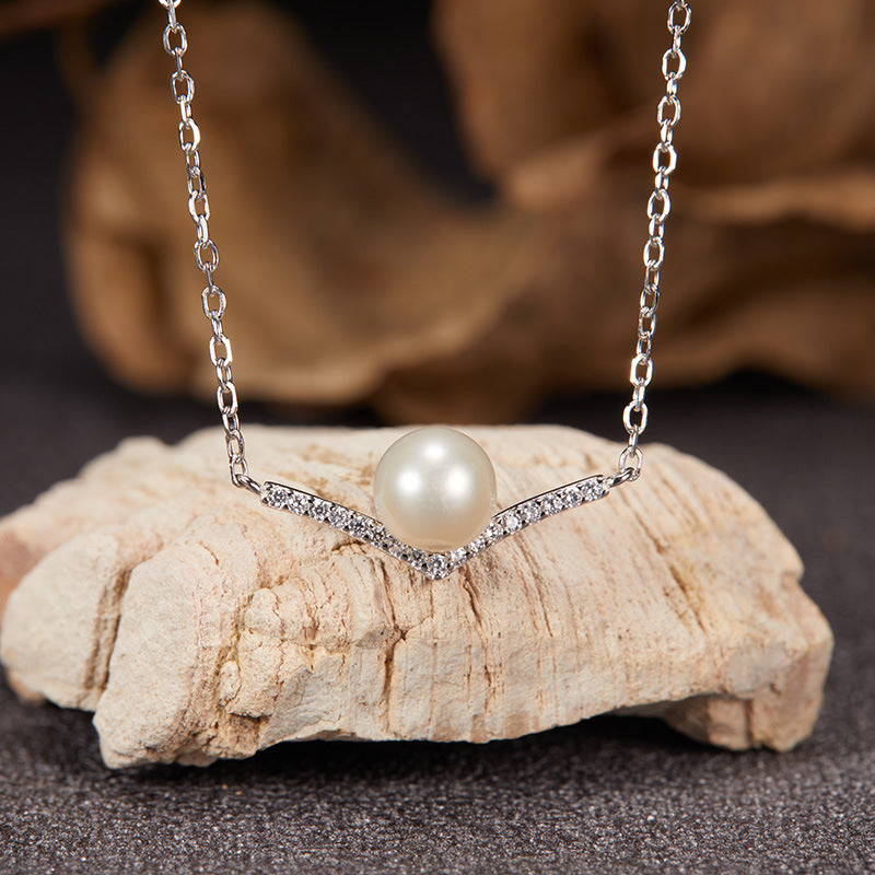 Wholesale V-shaped  S925 Sterling Silver 18K Necklaces Ring