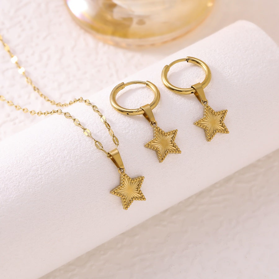 Wholesale Lucky Pentagram Clavicle Necklace Earrings Set Women' s Fashion
