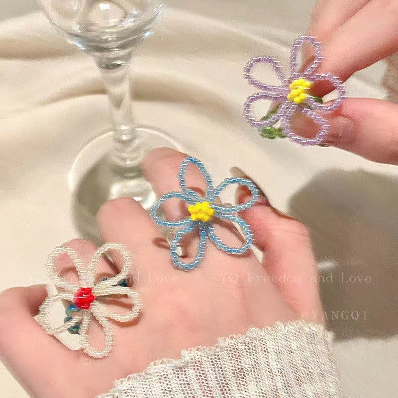 Wholesale  Color Flower Beaded Ring