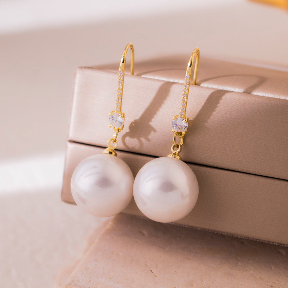 Wholesale Zircon Pearl Ear Hook  Light Luxury Elegant Long Earrings