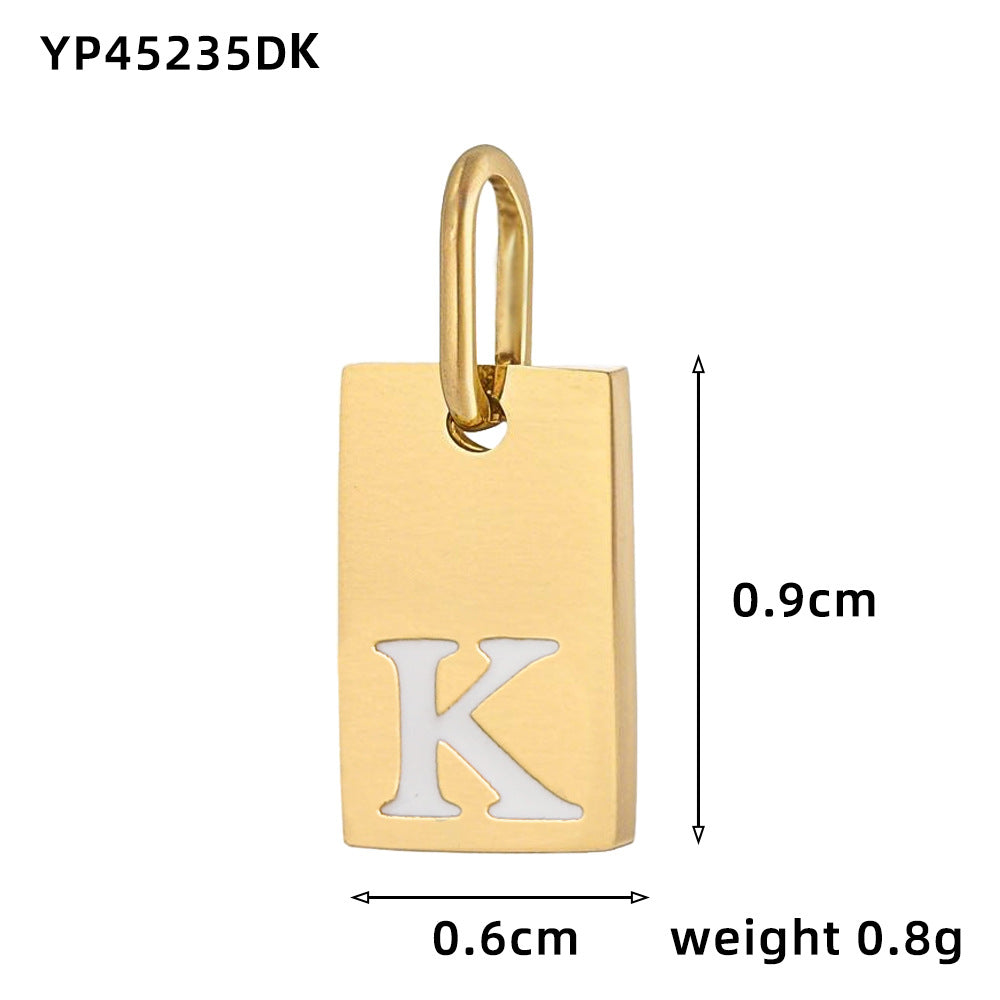 Wholesale 26 oil drops English letters stainless steel gold-plated DIY pendant