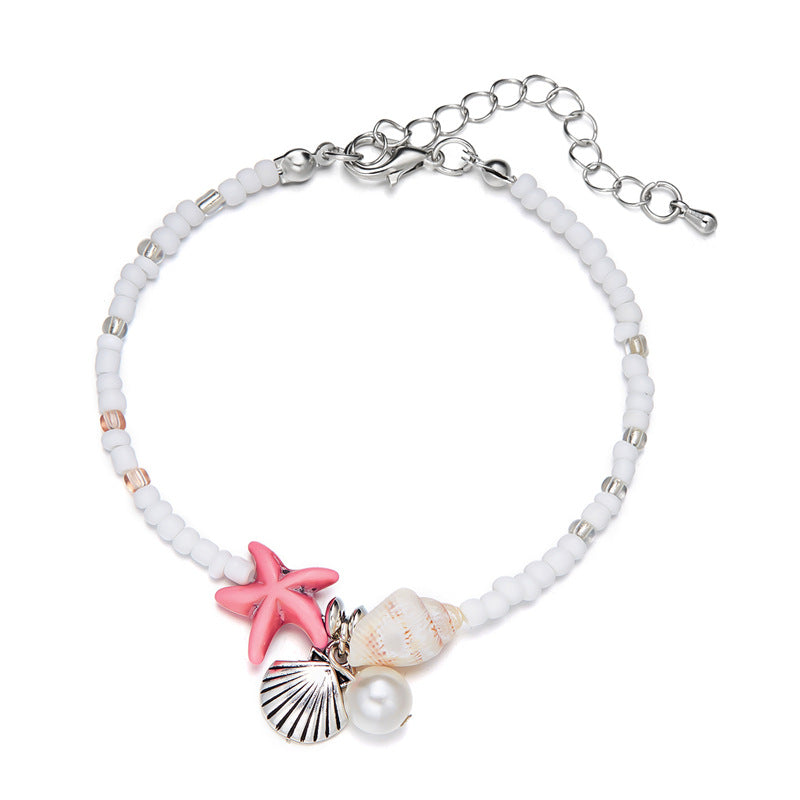 Wholesale  Bohemian Sea Star Shell Conch Rice Bead Bracelet