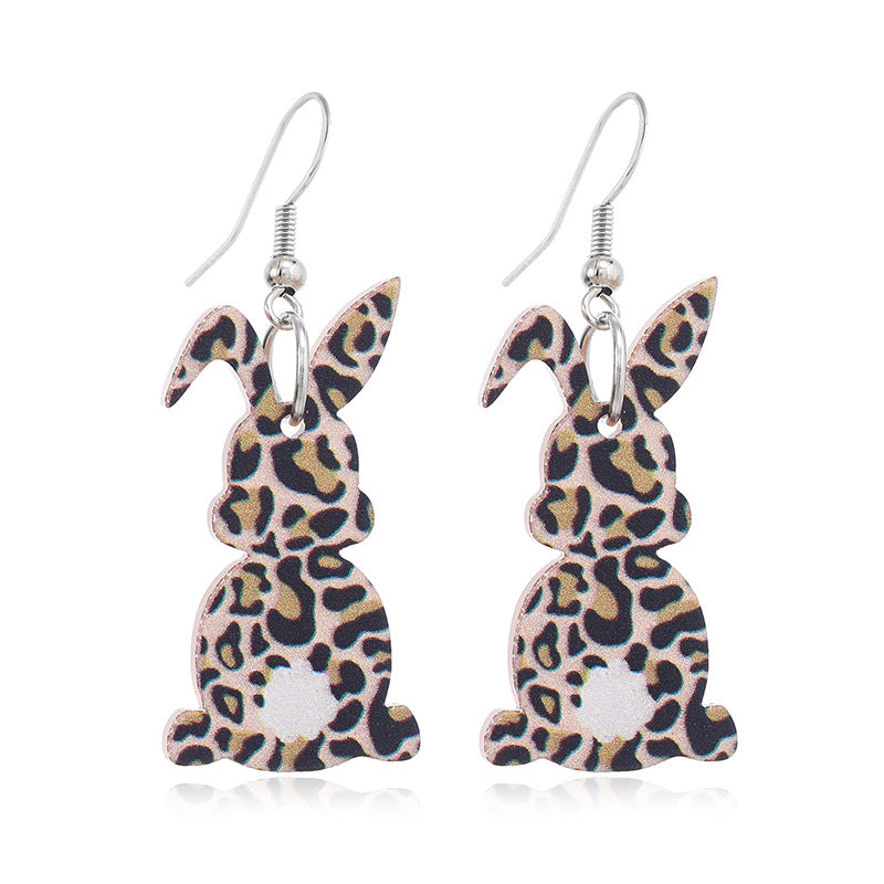 Wholesale Easter Leopard Rabbit Egg Acrylic Earrings
