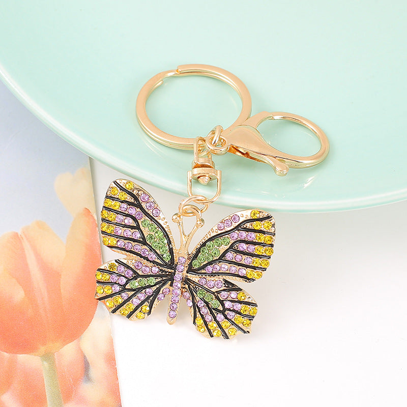 Wholesale Butterfly Rhinestone Alloy Keychain ACC-KC-YuanFei011