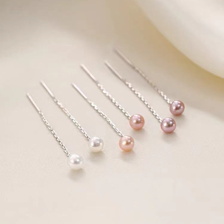 Wholesale 925 sterling silver pin pearl ear wire tassel earrings