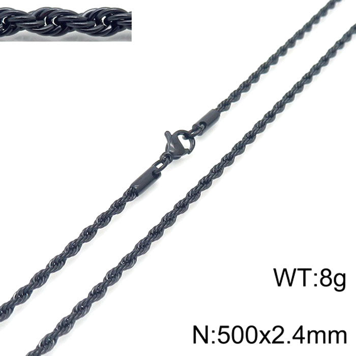 Wholesale Black Twist Chain with Chain Button Rope Chain Titanium Steel Necklace ACC-NE-KaLun002