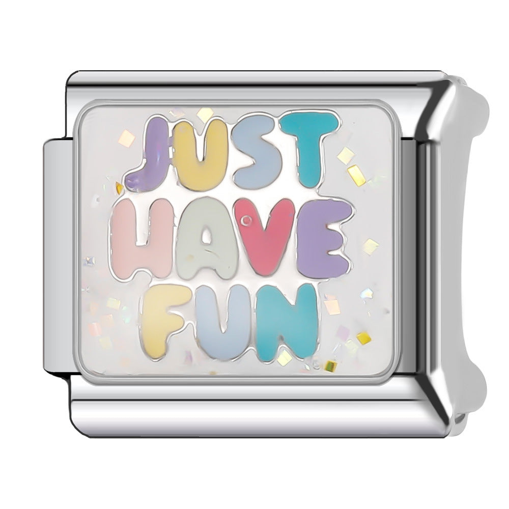 Wholesale Italian Charm Bracelet 9mm DIY Splicing English Short Sentence Series Stainless Steel Composable Bracelet