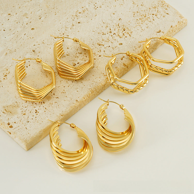 Wholesale 18k gold tassel stainless steel earrings