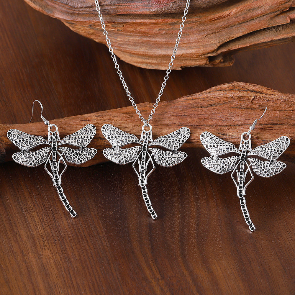 Wholesale Trendy Star Moon Jewelry Set Zinc Alloy Ancient Silver Earrings Necklace Bracelet Party Wear