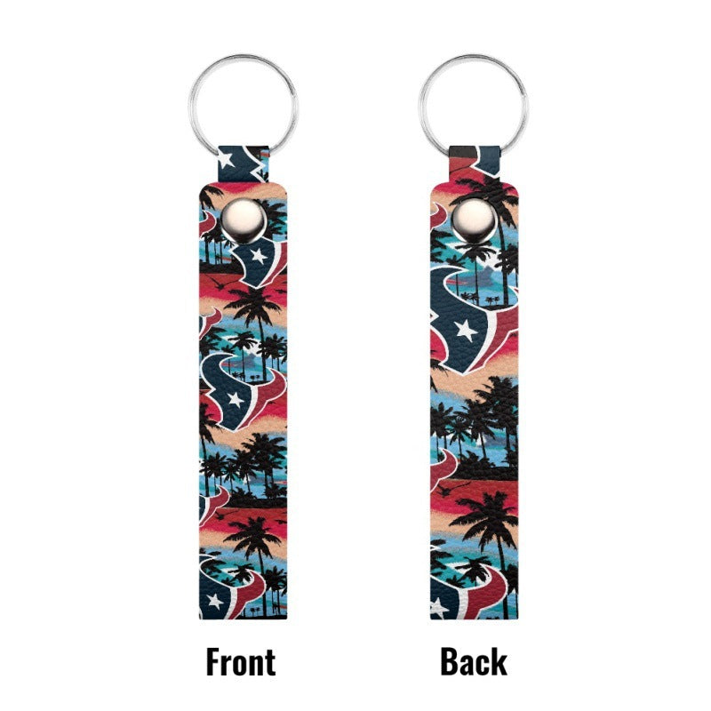 Wholesale  PU Leather Keychain Double-sided Printable logo Keychain