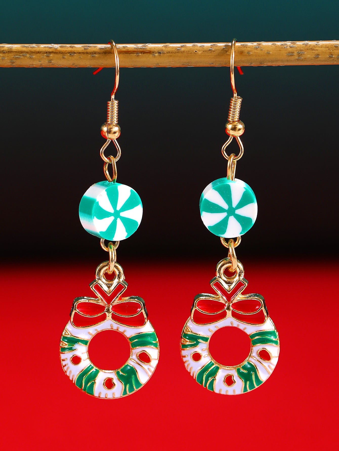 Wholesale Christmas Tree Earrings For Women Colorful Rhinestone Gold Tone Party Jewelry Gift