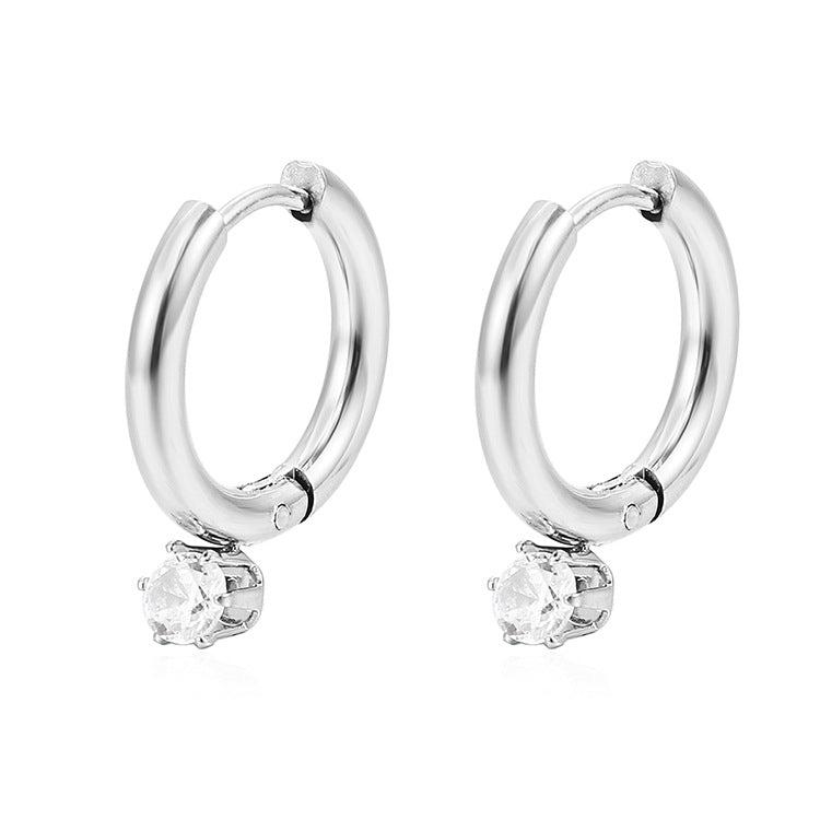 Wholesale High-grade Round Claw Diamond Stainless Steel Earrings ACC-ES-MuShan070