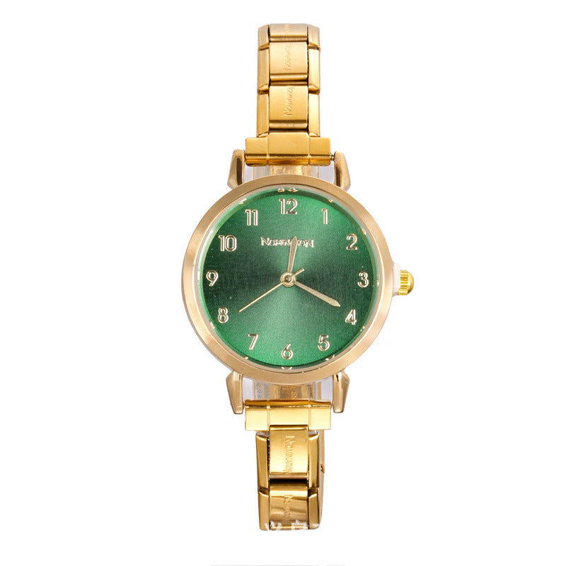Wholesale Trendy Women' s Quartz Watch Gold Tone Stainless Steel Minimalist Fashion Wristwatch for Party Accessory
