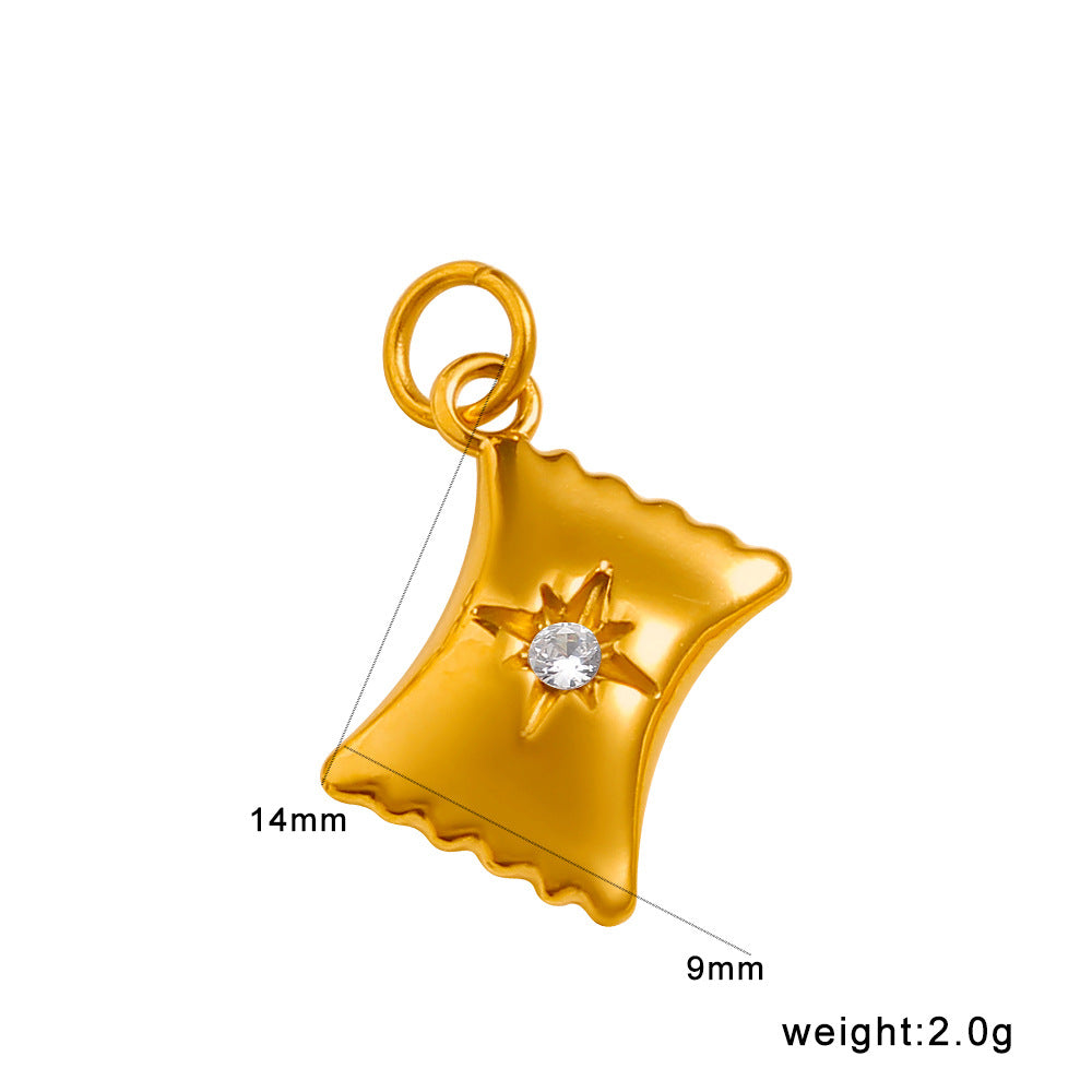 Wholesale Geometric Elephant Zircon Pendant Titanium Steel Gold Plated DIY Jewelry Accessory Fashion Charm For Party Gift And Boutique Resale