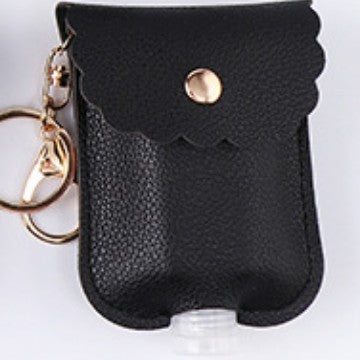 Wholesale PU Leather Keychain Bag Charm Portable Hand Sanitizer Perfume Bottle Case Holder Earthy Yellow Stylish Gift For Wedding