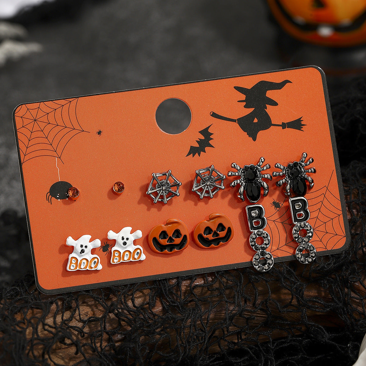 Wholesale  Pumpkin  Ghost Stud Earrings Zinc Alloy Party Jewelry Accessory