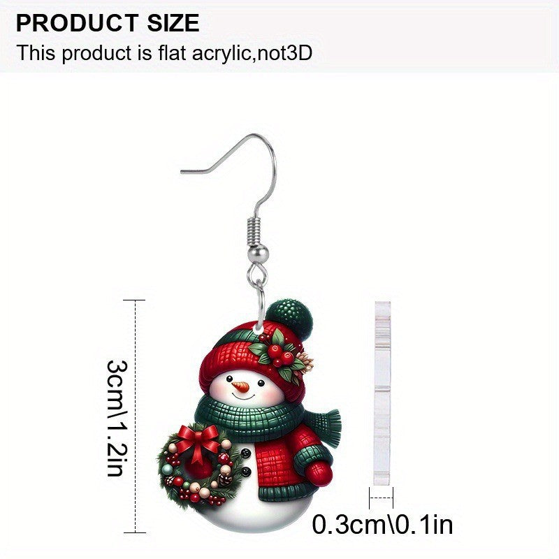 Wholesale White and green Christmas snowman earrings