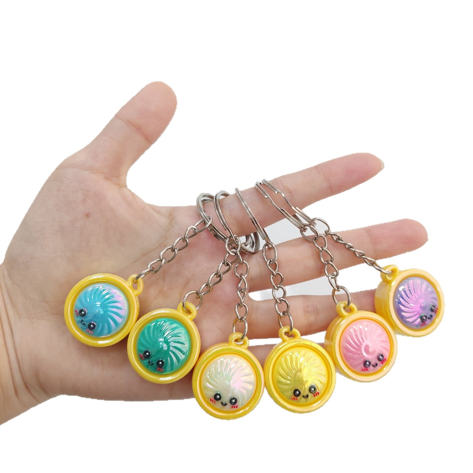 Wholesale Electroplated PVC Soft Glue Cartoon Baozi Keychain Decorative Bag Charm