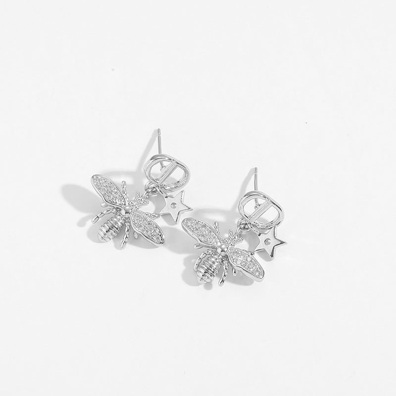 Wholesale Light Luxury Super Flash Letter Bee Star Earrings ACC-ES-NingKa002