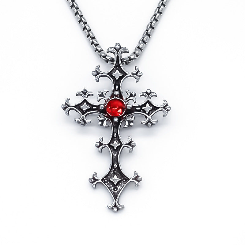 Wholesale Chic Geometric Cross Pendant Necklace Silver Tone Alloy Jewelry Accessory Trendy Unisex Gift For Boutique Resale