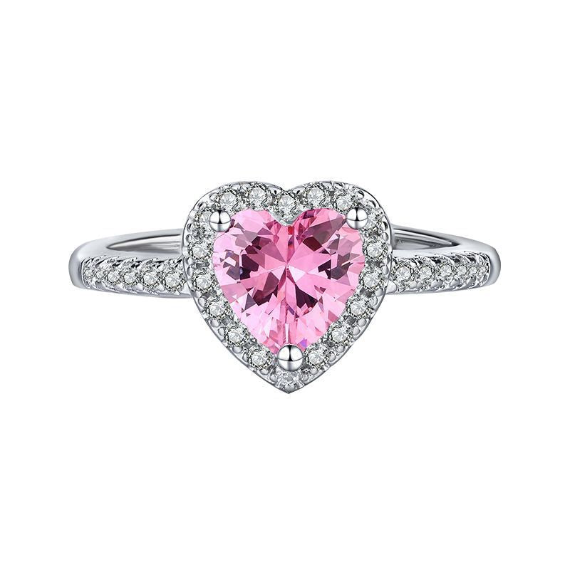 Wholesale Korean Style Pink Love Simulated Diamond Ring,  Fashion Jewelry Accessory for Party Gift Boutique