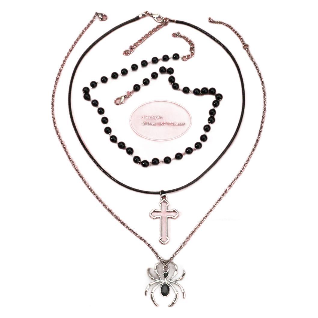 Wholesale Retro Dark Spider Necklace Gothic 3-piece Alloy Pendant Necklaces