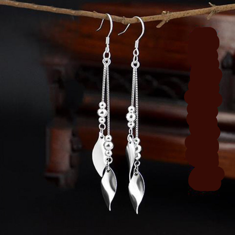 Wholesale sterling silver long maple leaf earrings