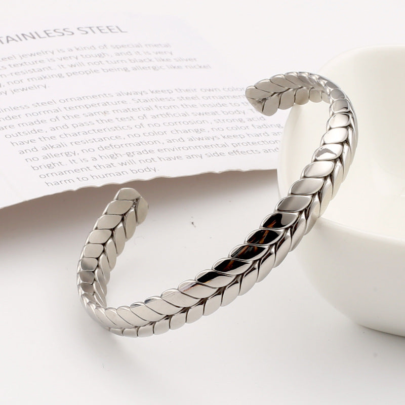 Wholesale Stainless Steel Wheat Ear Open Bracelet ACC-BT-QianCai001