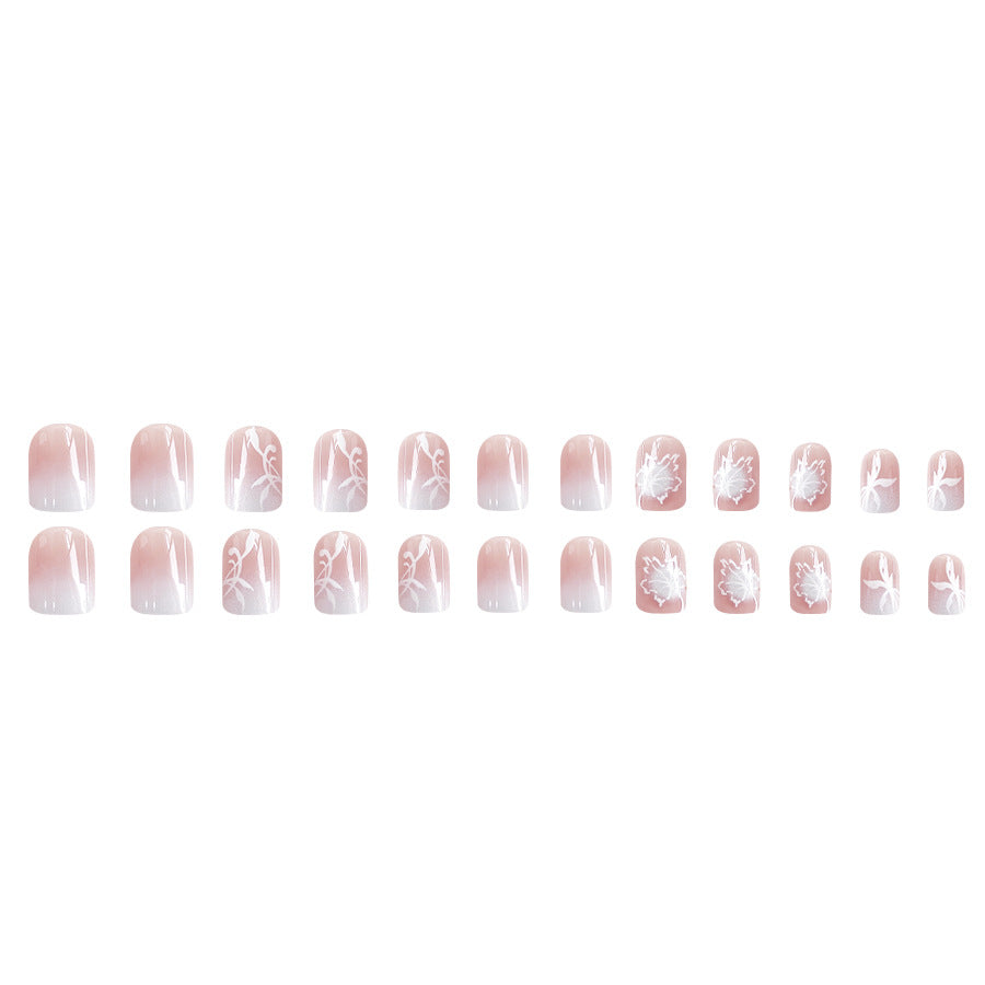 Wholesale 24 Pieces/box Shiny Irregular White Stripes Press-on Nails Kits Nail Stickers ACC-NS-GuaiXL100