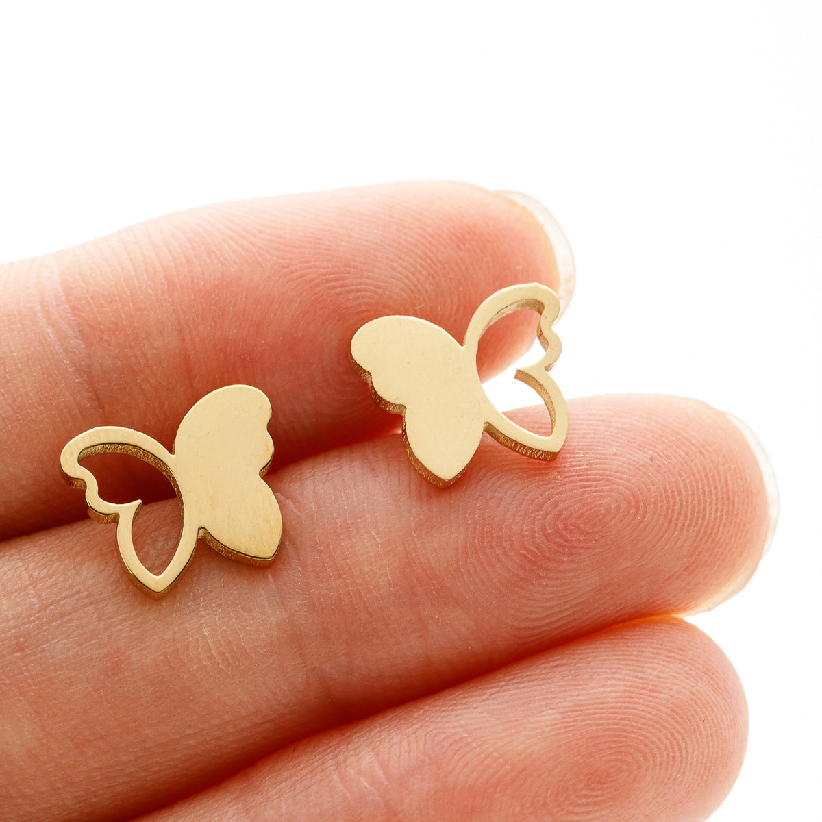 Wholesale Stainless Steel Gold Butterfly Earrings with Ear Cuff French Minimalist Fashion Jewelry Accessory Boutique Gift