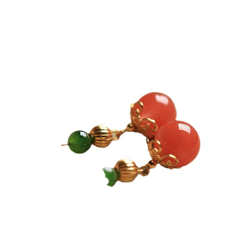 Wholesale Natural South Red Agate Sterling Silver Long Earrings